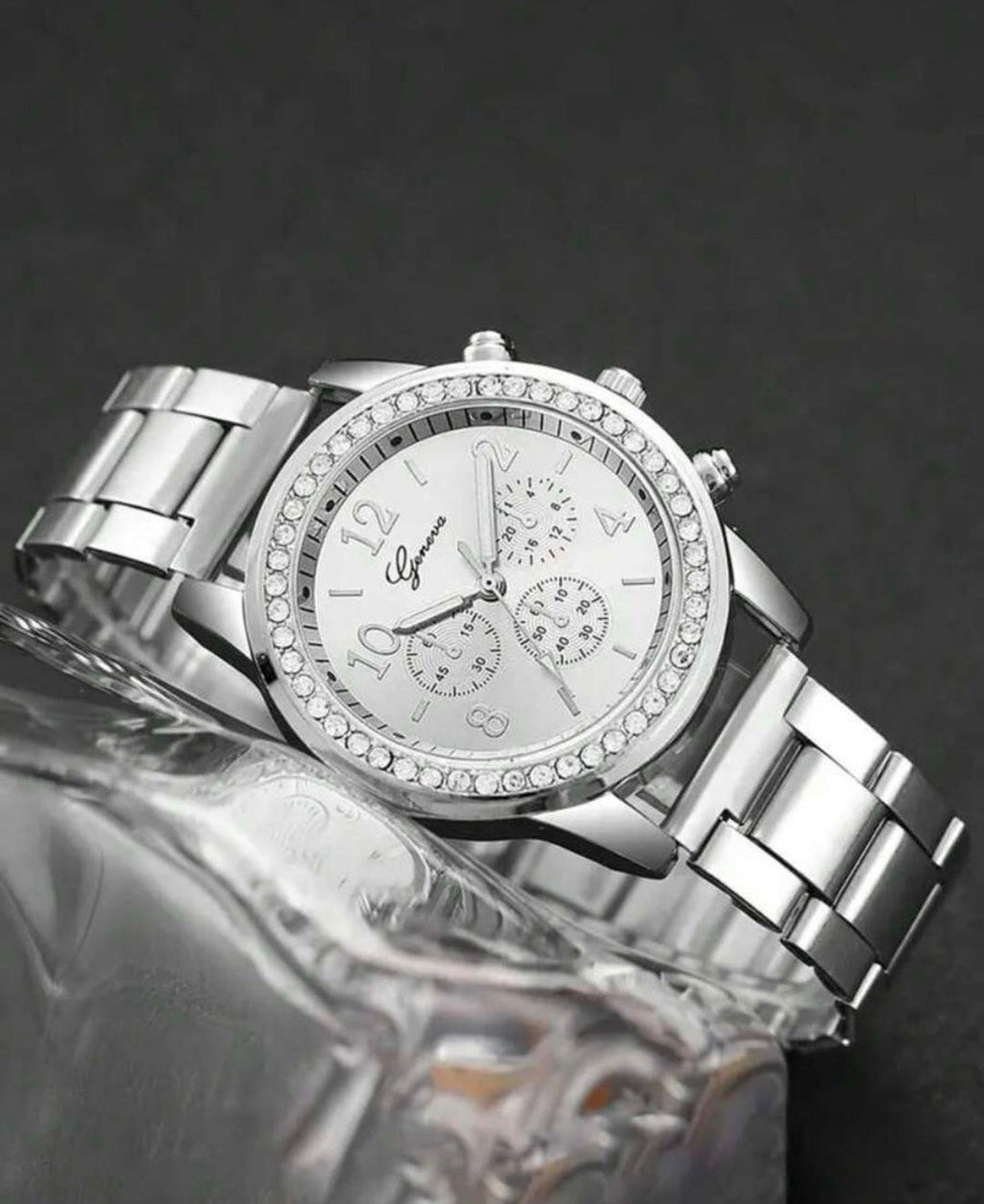 Silver Watch and Bracelet Set, 4 Piece Quartz Jewelry Set