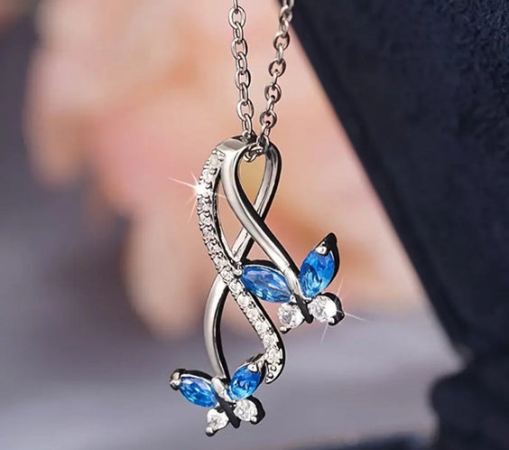 Elegant Twin Butterflies Infinity Pendant Necklace for Women - FDJO18
