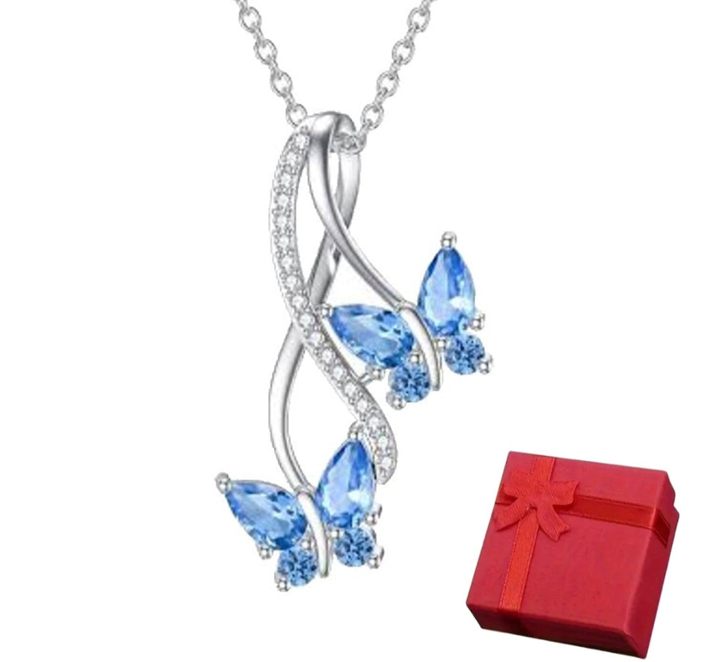 Twin Butterflies Infinity Pendant Necklace, Silver Plated Jewelry