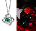 925 Silver Möbius Necklace, Emerald Diamond Jewelry Gift Set
