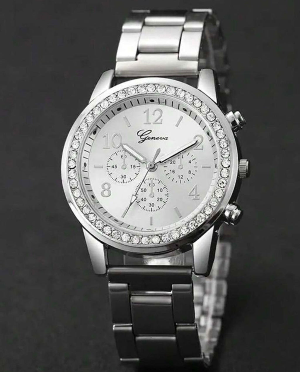 Silver Watch and Bracelet Set, 4 Piece Quartz Jewelry Set